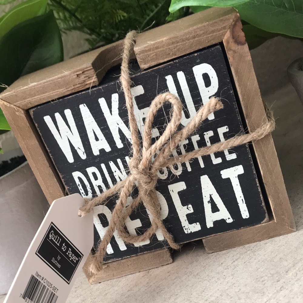 Modern Farmhouse rustic chic coaster set of 4
